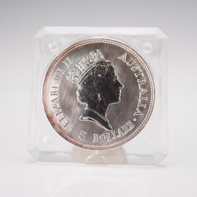 1990 Australian Elizabeth II Australian Kookaburra 5 Dollar Coin