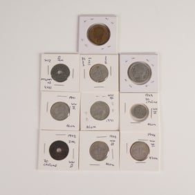10pc French 1941 to 1945 Francs & Centimes Coins