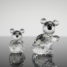 A Pair of Swarovski Crystal Koala Parent and Baby Figurines