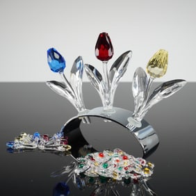 Collection of Swarovski SCS Tulips and Stand with Accessories
