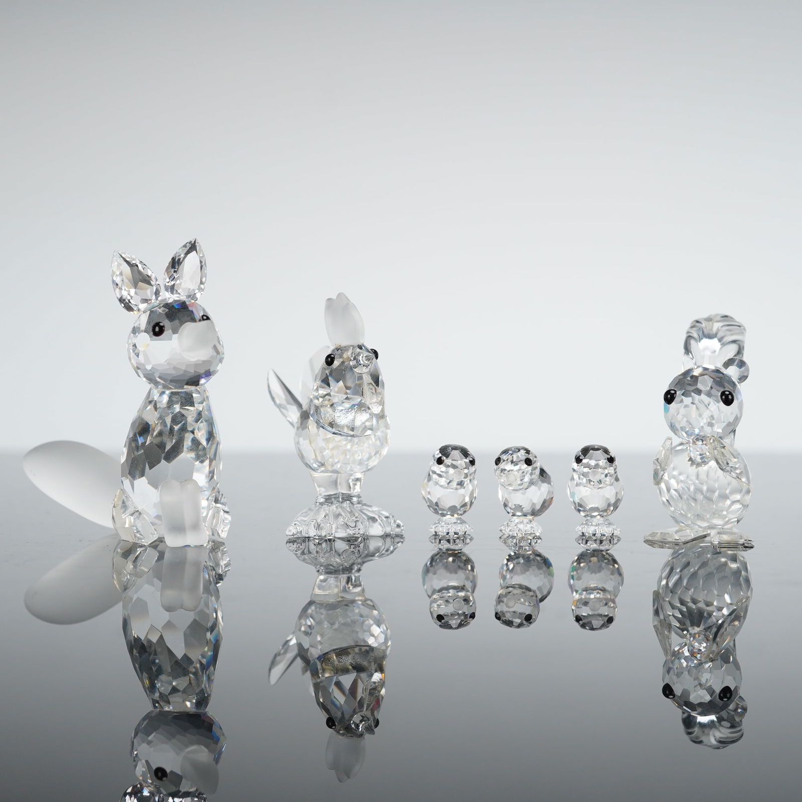 6 Swarovski Silver Crystal Farm Animals incl. Fox Cockerel Chicks (1 of 5)