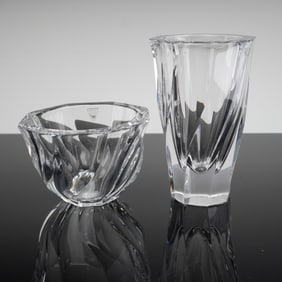 A Pair of Orrefors Swedish Cut Crystal Vessels