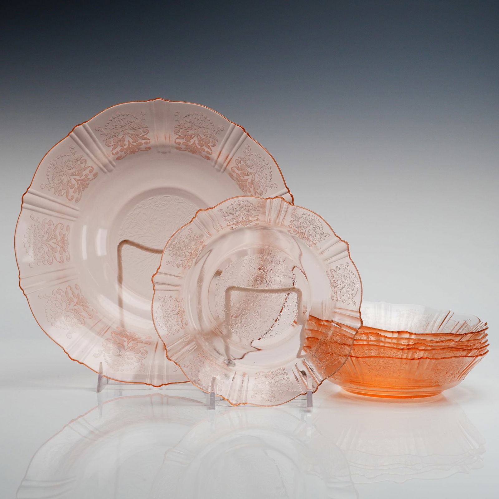 7pc MacBeth-Evans Depression Glass Tableware, American Sweetheart Pink (1 of 4)