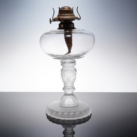 EAPG Three Face Frosted Glass Kerosene Lamp