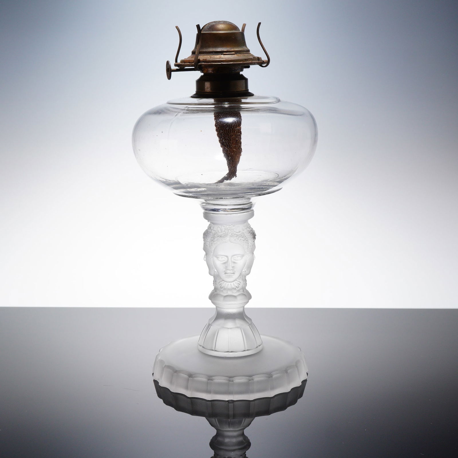 EAPG Three Face Frosted Glass Kerosene Lamp (1 of 5)