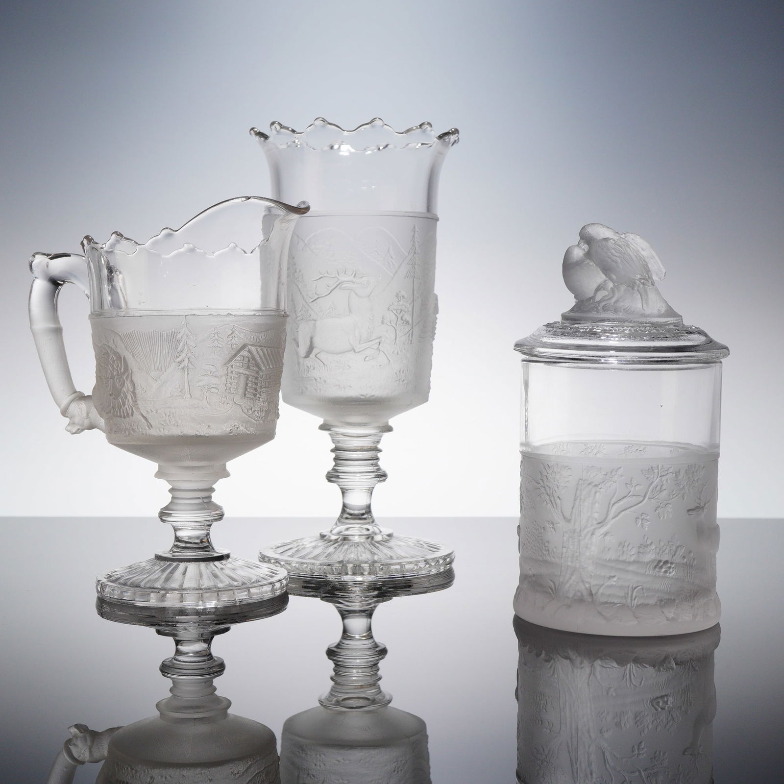 A Collection of 3 Westward Ho EAPG Frosted and Clear Glass Table Articles (1 of 3)