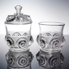 2pc EAPG Lidded Sugar Bowl & Jelly Glass