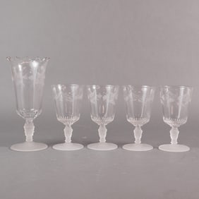 5 EAPG Neoclassical Stemware Pieces incl. Footed Celery Vase & Goblets