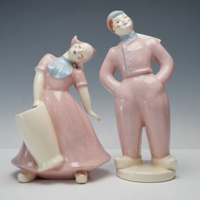 Pair of Heidi Schoop Art Creations Ceramic Figurines, Dutch Boy and Girl