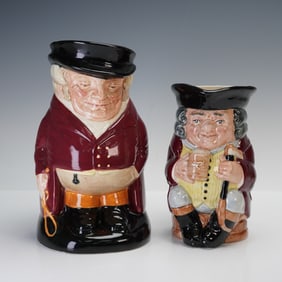 2pc Royal Doulton Large Toby Jugs, The Huntsman and Jolly Toby