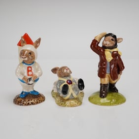 A Trio of Royal Doulton Bunnykins Figurines Astro, Freefall, and Airman
