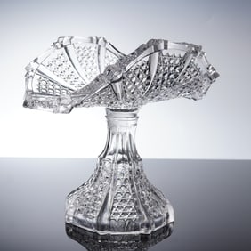 Early American Pattern Glass EAPG Cut Crystal Banana Stand
