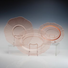3pc Macbeth-Evans Depression Glass Serving Dishes, American Sweetheart Pink