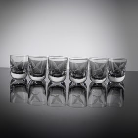 A Collection of Six Orrefors Crystal Shot Glasses
