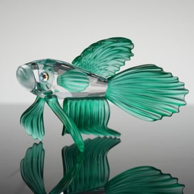 Swarovski Crystal Siamese Fighting Fish Green Figurine