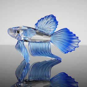 Swarovski Silver Crystal Siamese Fighting Fish Blue Figurine