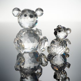 2pc Swarovski Silver Crystal Bear and Koala Figurines