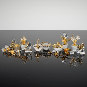 10 Swarovski Crystal Memories Figurines w/ Gold Accents & Boxes