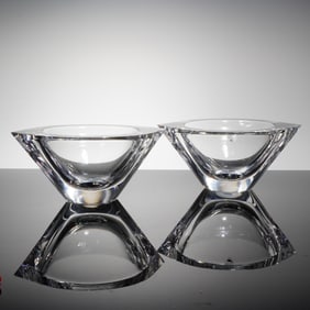 Pair of Orrefors Marin Crystal Bowls by Jan Johansson