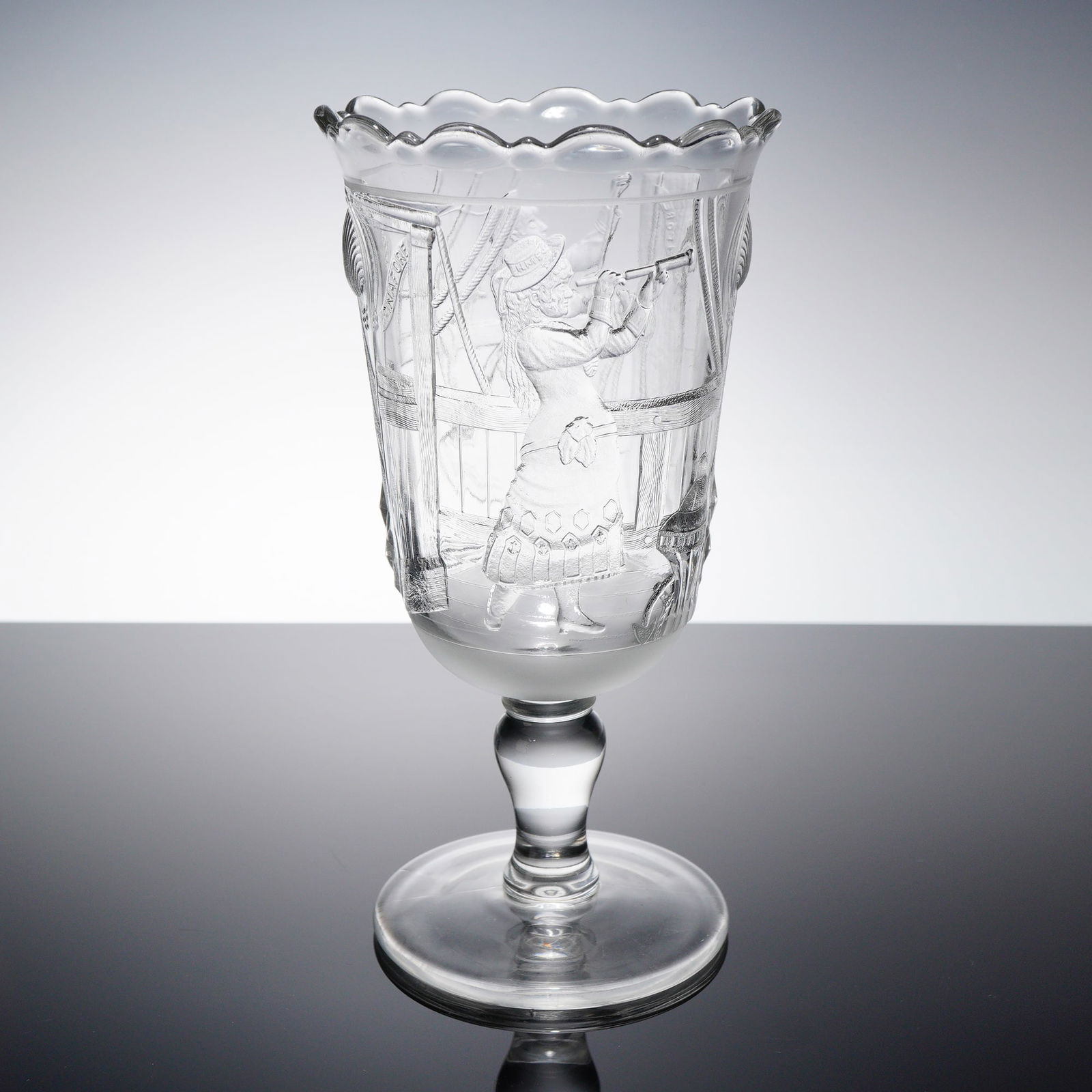 EAPG Actress Pattern HMS Pinafore Commemorative Celery Vase (1 of 3)