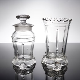 2 Brockunier & Co. EAPG Vase & Lidded Jar