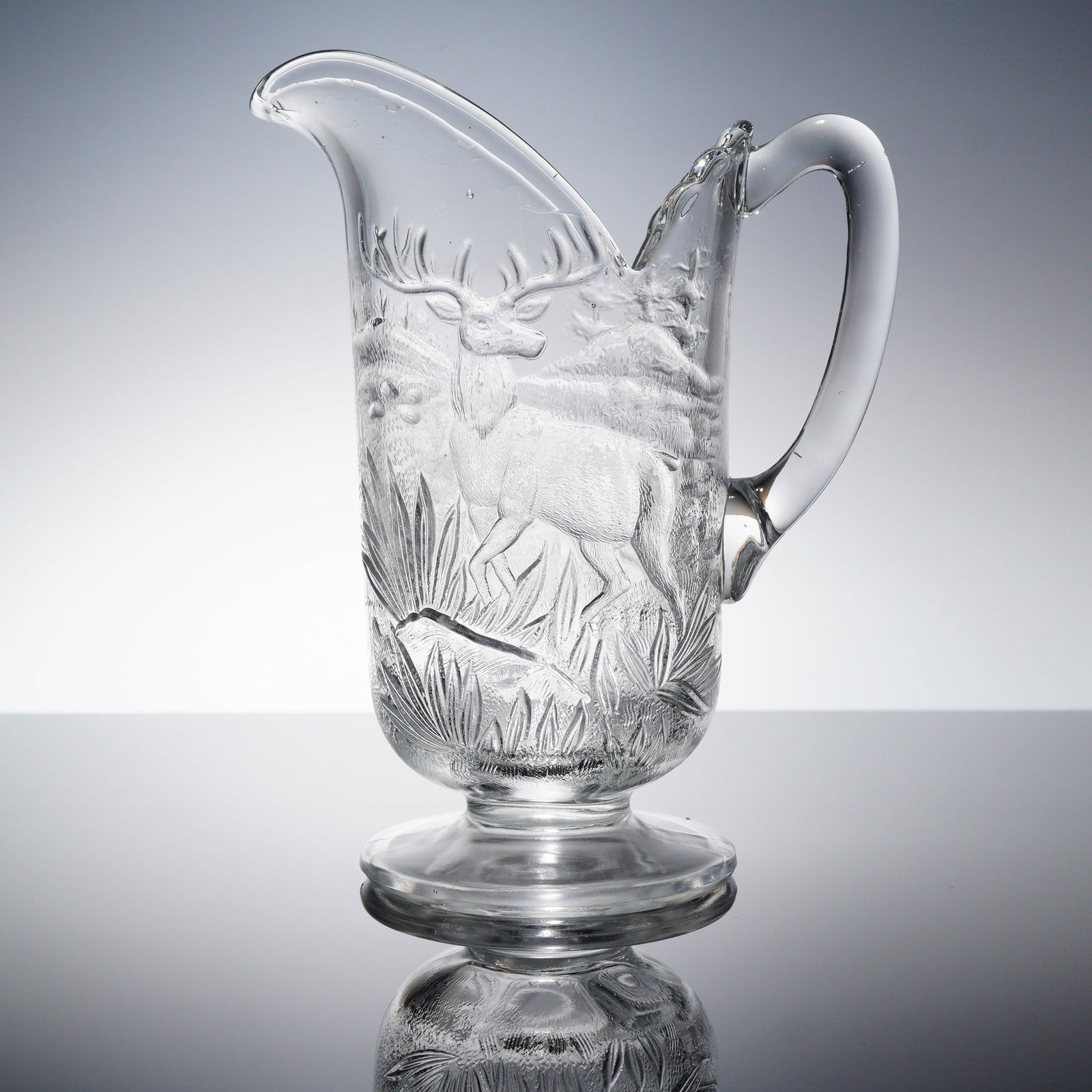 EAPG Deer Alert Pattern Glass Water Pitcher c. 1890 (1 of 3)
