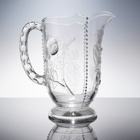 EAPG Stippled Grapes and Fruit Pattern Pressed Glass Water Pitcher