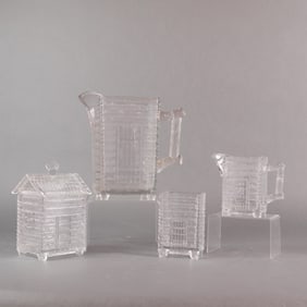 5 EAPG Log Cabin Pattern Pieces by Central Glass Co.
