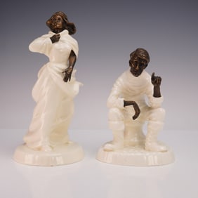 2pc Minton Bone China and Bronze Travelers Tails & Sea Breezes Figurines