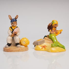 A Pair of Royal Doulton Bunnykins Sea Diver and Mermaid Figurines