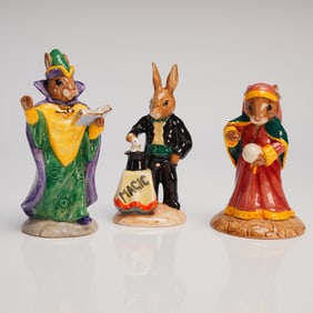 A Trio of Royal Doulton Bunnykins Magic Themed Porcelain Figurines