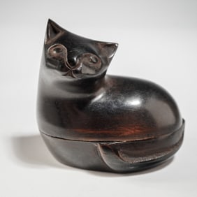 Gumps Cast Metal Cat Trinket Box