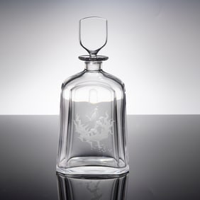 Orrefors Nils Landberg Crystal Decanter, Romeo & Juliet