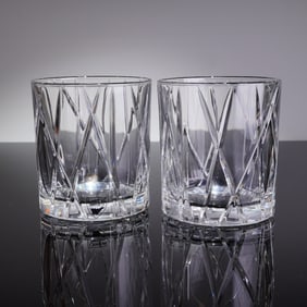 A Pair of Orrefors City Crystal Double Old Fashioned Glasses