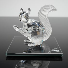 Swarovski Crystal 1997 10th Anniversary Squirrel Figurine with Base