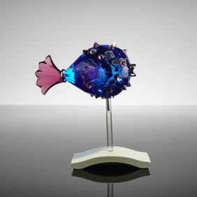 Swarovski Crystal Figurine, Cleona Capri Blue Puffer Fish