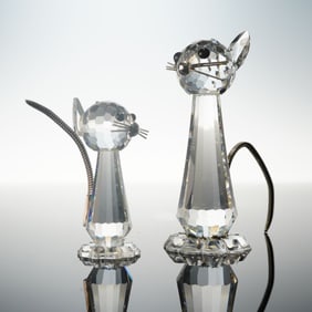 2pc Swarovski Crystal Cat Figurines