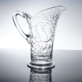 Early American Pressed Glass Squirrel Pattern Water Pitcher