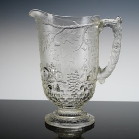 EAPG Beatty-Brady Glass Co. Water Pitcher, Frosted Fruits