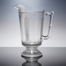 EAPG Lattice Pattern Footed Water Pitcher