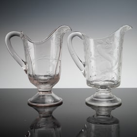 2pc EAPG Squirrel and Dog Chasing Rabbit Pitchers