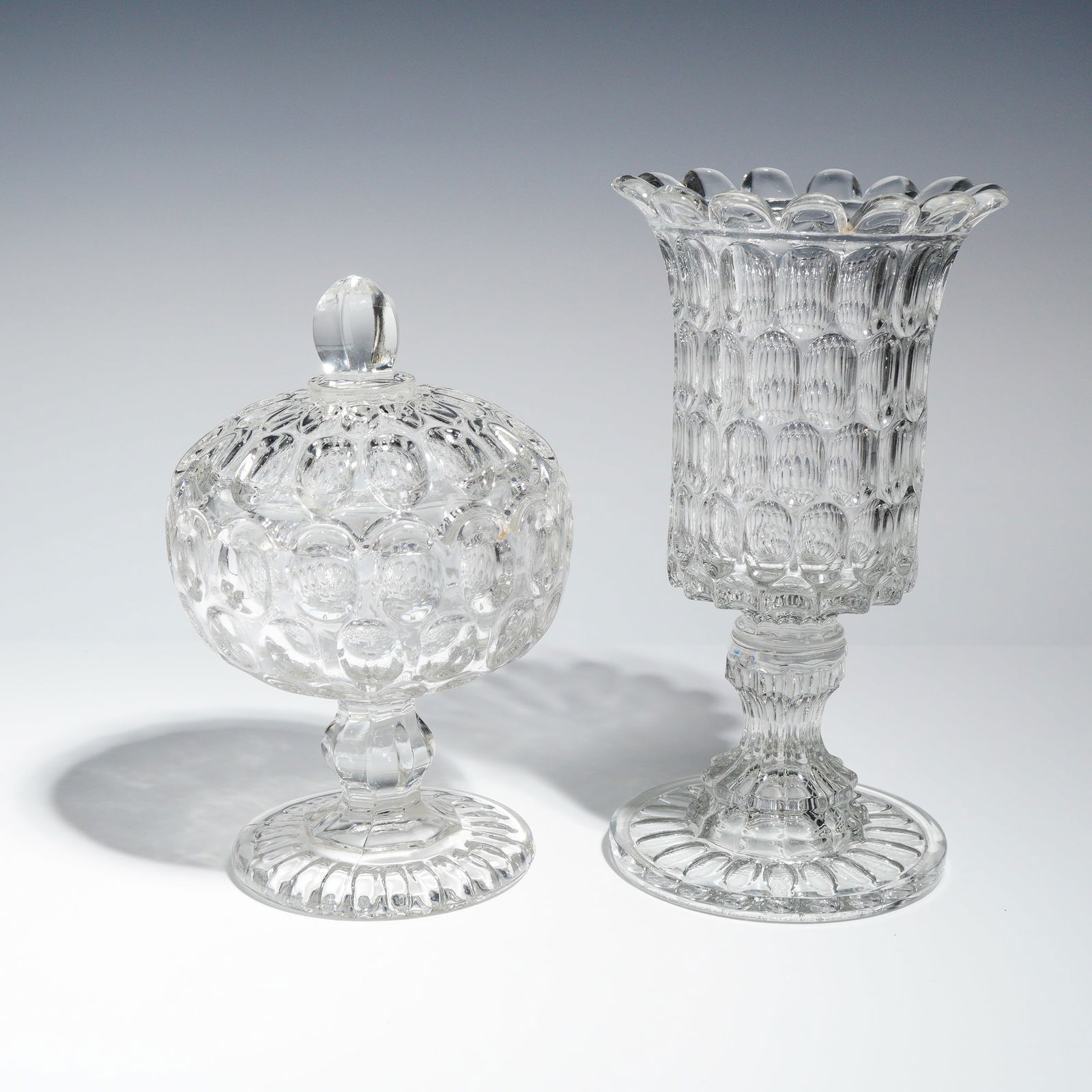 Two Early American Pressed Glass Argus Thumbprint Pattern Tableware (1 of 3)