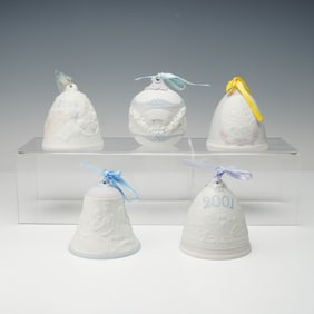 5pc Lladro Annual Christmas Bells and Ball Ornament