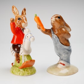 A Pair of Royal Doulton William and Mother's Day Bunnykins Figurines