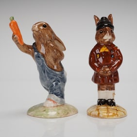 2 Royal Doulton Bunnykins Figurines: Mother Hen DB159 & Brownie DB61