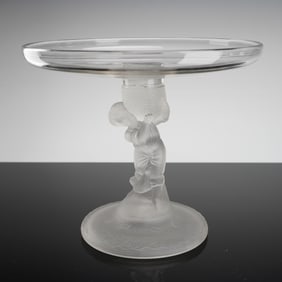 Gillinder & Sons EAPG Rustic Frosted Stem Figural Cake Stand