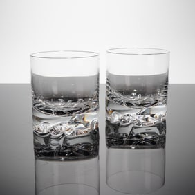 A Pair of Orrefors Crystal Erik Double Old Fashioned Glasses