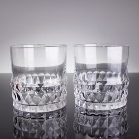A Pair of Orrefors Silvia Crystal Flat Tumbler Glasses by Ingeborg Lundin