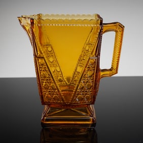 EAPG  Amber Pressed Glass Pitcher