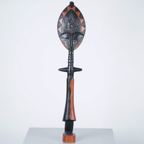 African Tribal Carved Wooden Ceremonial Staff